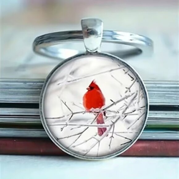 Stainless Steel CARDINAL Red Bird Keyring Keychain Accessory - Picture 1 of 3